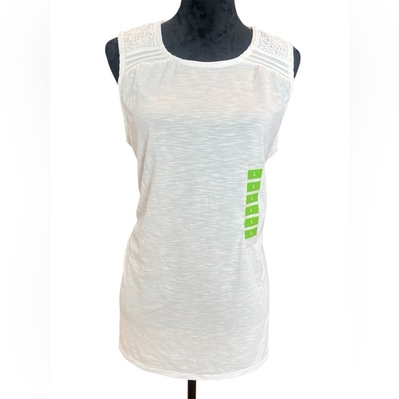 5 FOR $20 Jones New York White Cream Tank Camisole Top Womens sz Large - Picture 1 of 6